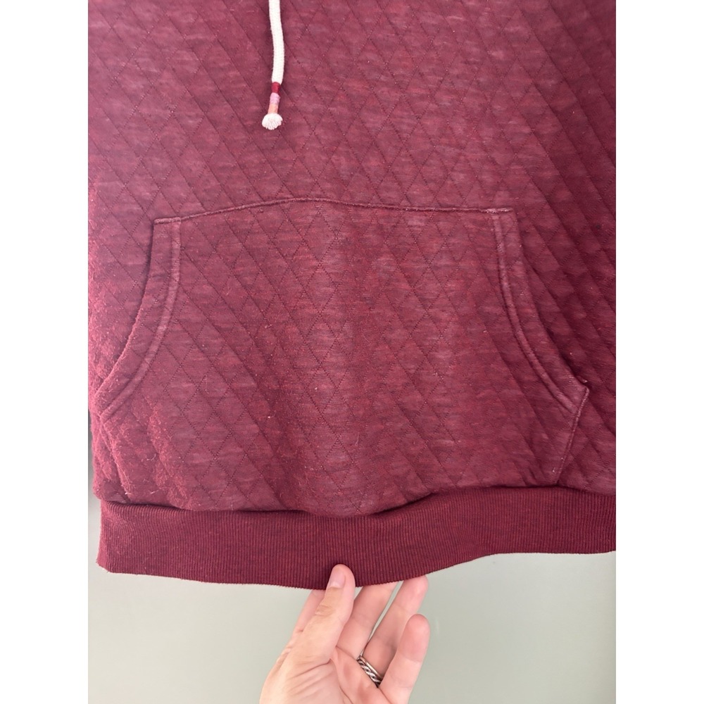 Marine Layer Corbet Quilted Women's Burgundy Solid Knit Pullover Hoodie S - Picture 3 of 6
